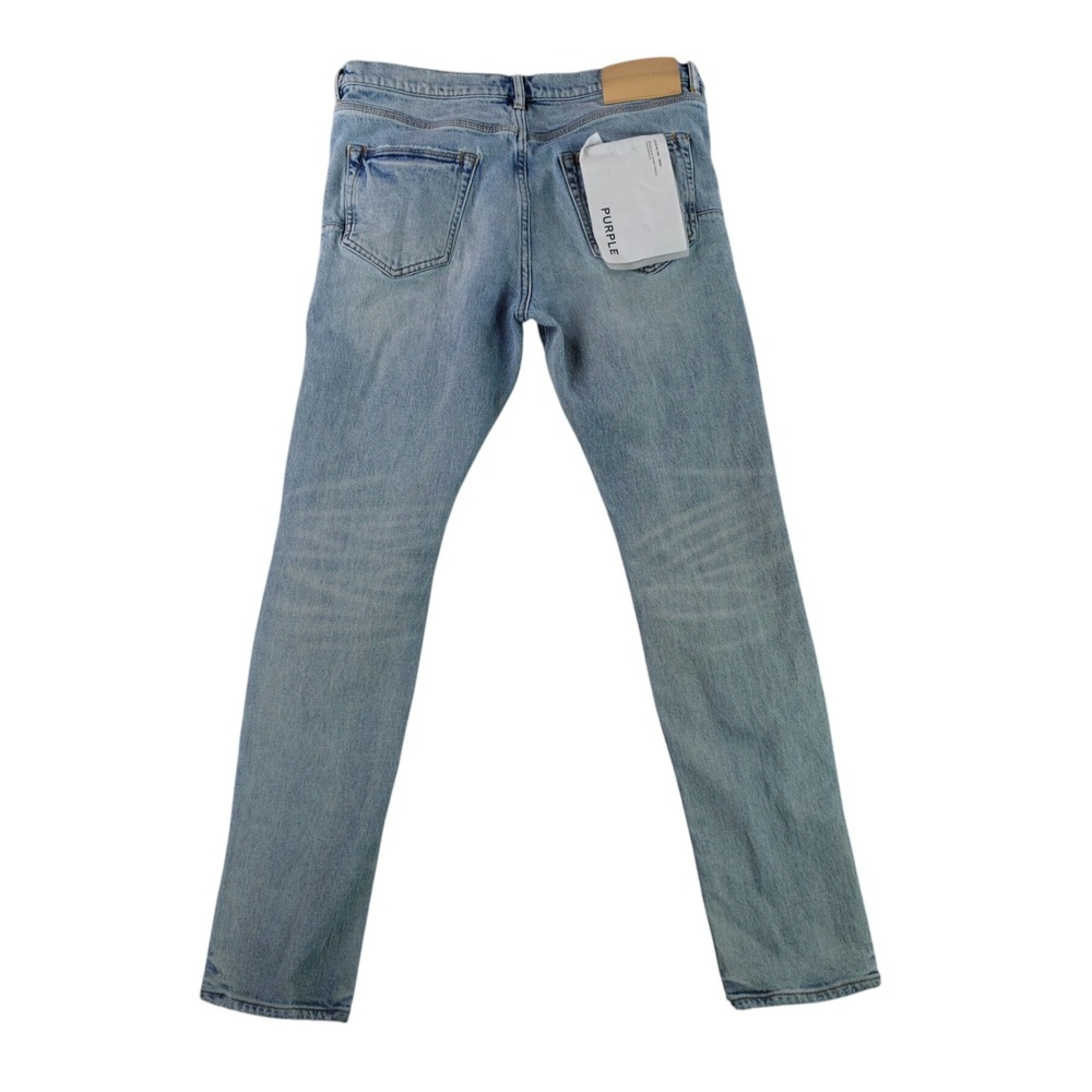 Purple Brand Jeans Men 35 Light Wash P001 Low Rise Slim Fit Distressed Denim